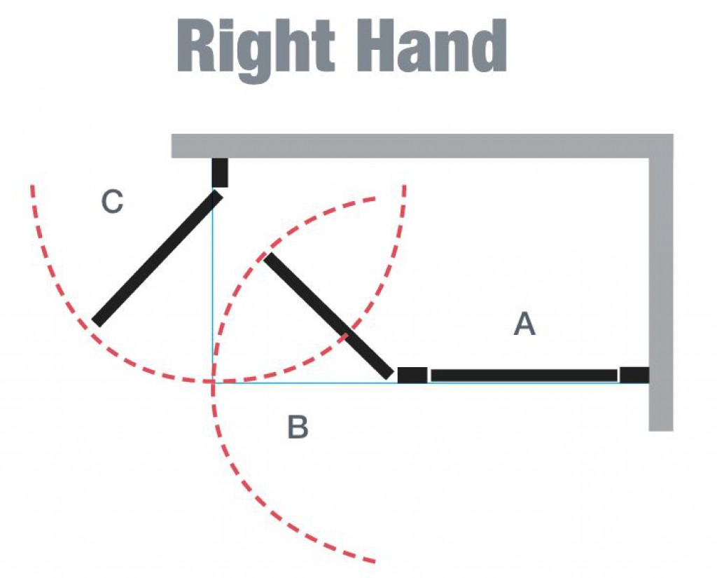 Prodoors Option J Corner entry doors with fixed panel N&C Phlexicare
