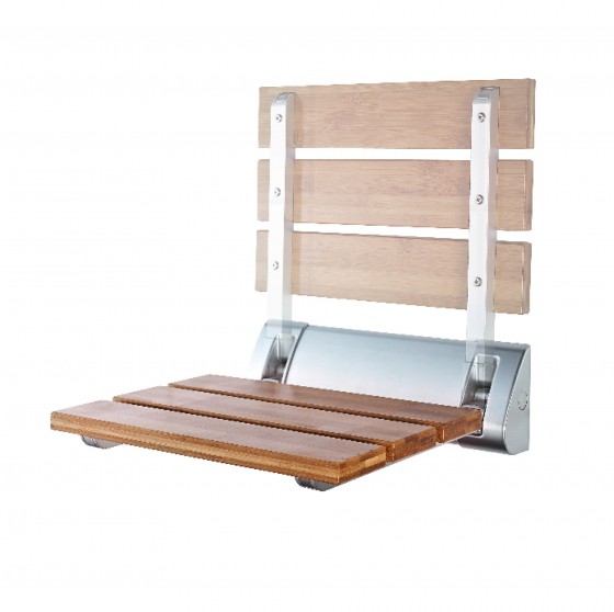 Fold-down Shower Seat with Bamboo Seat