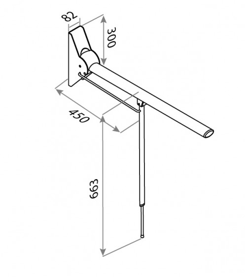 Loire Toilet Support Arm - Straight Rail with Leg 
