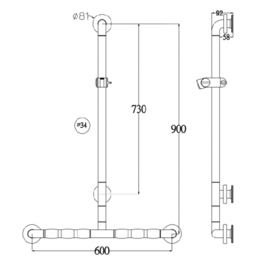 Phlexiwave Grab Rail - T Shape