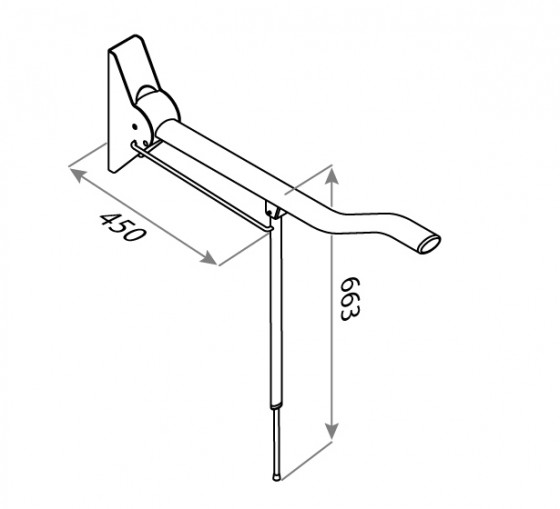 Loire Toilet Support Arm - Wave Rail with Leg